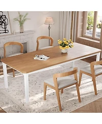 gaomon 79" Industrial Dining Table with Chamfer Corner Kitchen Table with Heavy Duty Metal Legs for Dining Room, Kitchen, Living Room, Easy Assembly