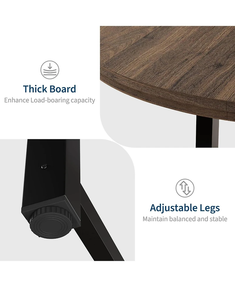 gaomon 47" Round Dining Table for 4, Modern Industrial Kitchen Table with Thick Tabletop and Sturdy Metal Base, Space-Saving Wooden Kitchen