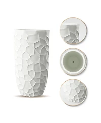 LuxenHome MgO Geometric Pattern Round 22" Tall Planter