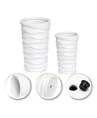LuxenHome Set of 2 Waves Tall Round MgO Planters