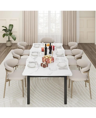 gaomon Dining Table for 6-8 People, Rustic Wave Irregular Edge Table with Thick Mdf Top and Metal Frame, Waterproof Scratch-Resistant