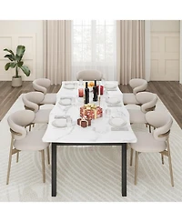 gaomon Dining Table for 6-8 People, Rustic Wave Irregular Edge Table with Thick Mdf Top and Metal Frame, Waterproof Scratch-Resistant