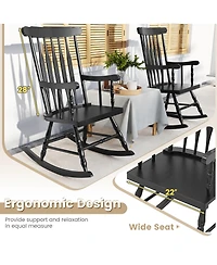 Gymax Wooden Rocking Chair Single Rocker Indoor Garden Patio Yard