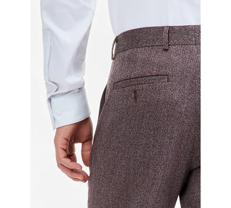 Kenneth Cole Reaction Men's Eggplant Herringbone Slim Techni-Cole Pants