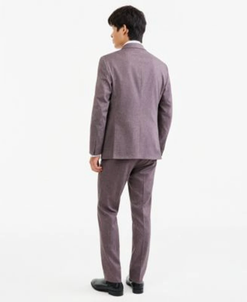 Kenneth Cole Reaction Mens Eggplant Herringbone Slim Fit Techni Cole Suit Separates