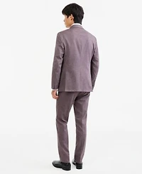 Kenneth Cole Reaction Mens Eggplant Herringbone Slim Fit Techni Cole Suit Separates