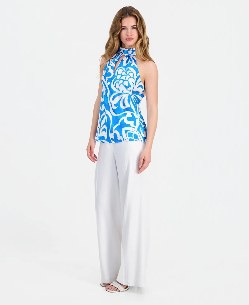 Tahari Asl Petite Sleeveless Tie-Neck Top
