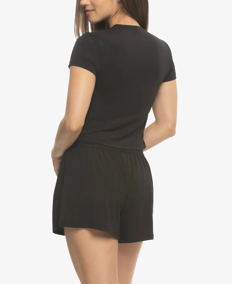 Felina Women's Lena Modal Linen T-shirt and Boxer Shorts Set Style 920226