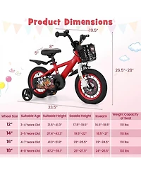 Hongge 12 Inch Kids Bike Adjustable with Storage Basket and Double Brake for 3-4 Years Old