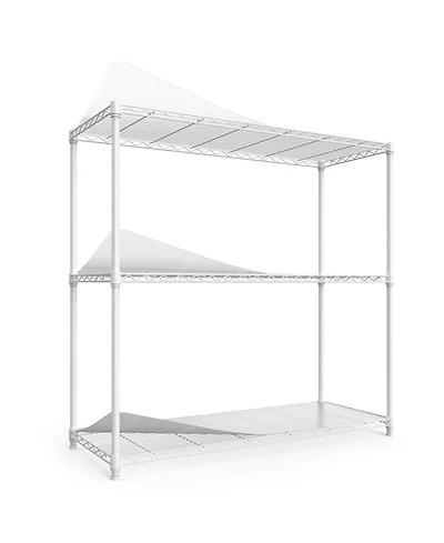 Rainsken 3 Tier Wire Shelving Unit, Heavy Duty Metal Rack, Adjustable Shelves Organizer Rack with Shelf Liners, 1050 Lbs Capacity for Garage