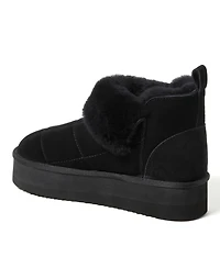 Fireside by Dearfoams Women's Bayswater Genuine Shearling Quilted Platform Bootie