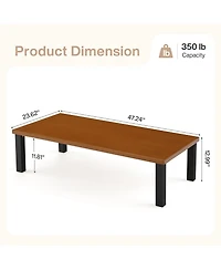 Tribesigns Rectangular Outdoor Coffee Table, Aluminum Patio Coffee Table with Rust-Resistant Frame, Modern Outdoor Table for Patio, Garden, Backyard