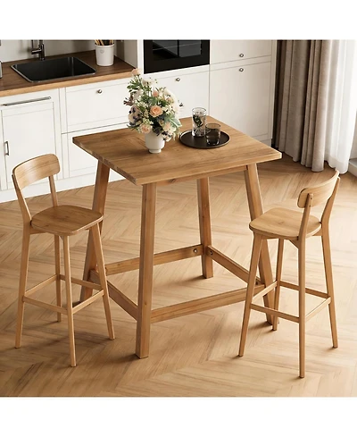 Tribesigns Solid Wood Counter Height Dining Table for 2-4, Farmhouse Square Kitchen Table