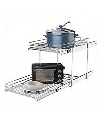 Yigii 2-Tier Metal Pullout Cabinet Organizer, Chrome