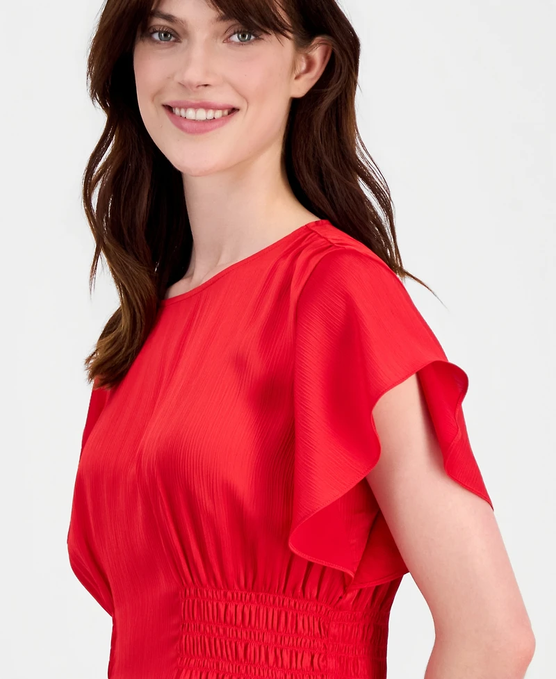 Anne Klein Women's Flutter-Sleeve Smocked-Waist Top