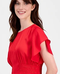 Anne Klein Women's Flutter-Sleeve Smocked-Waist Top