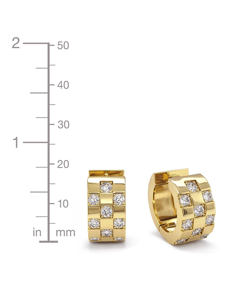 And Now This Clear Cubic Zirconia Checkerboard Hinge Hoop Earring
