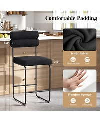 Gymax Set of Counter Height Bar Stools 26'' w/ Metal Frame and Footrest