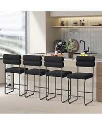 Gymax Set of 4 Counter Height Bar Stools 26'' w/ Metal Frame and Footrest