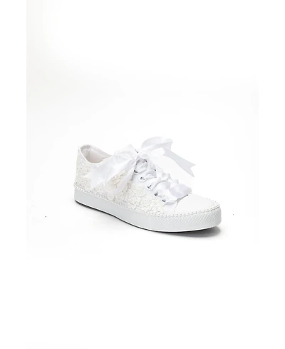 Forever & Always Shoes Women's Marvelle Pearl Lace Bridal Sneaker