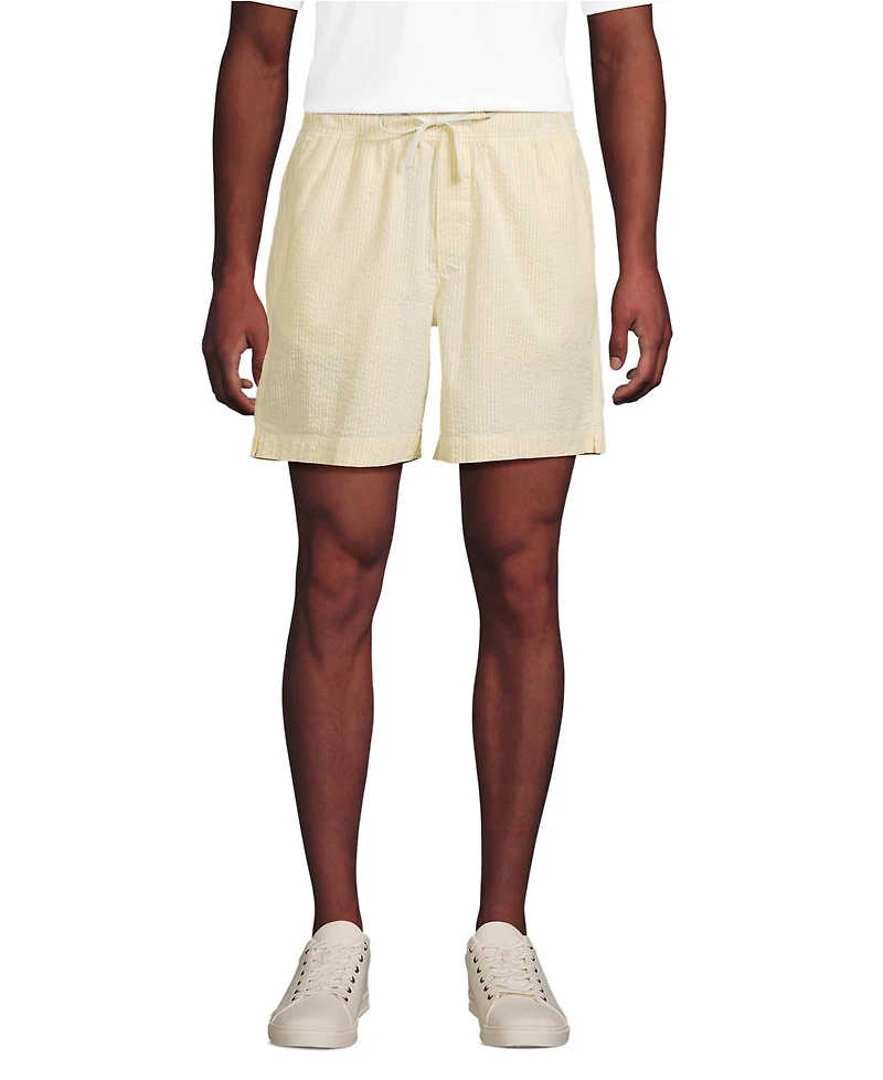 Lands' End Men's 7" Seersucker Pull On Deck Short