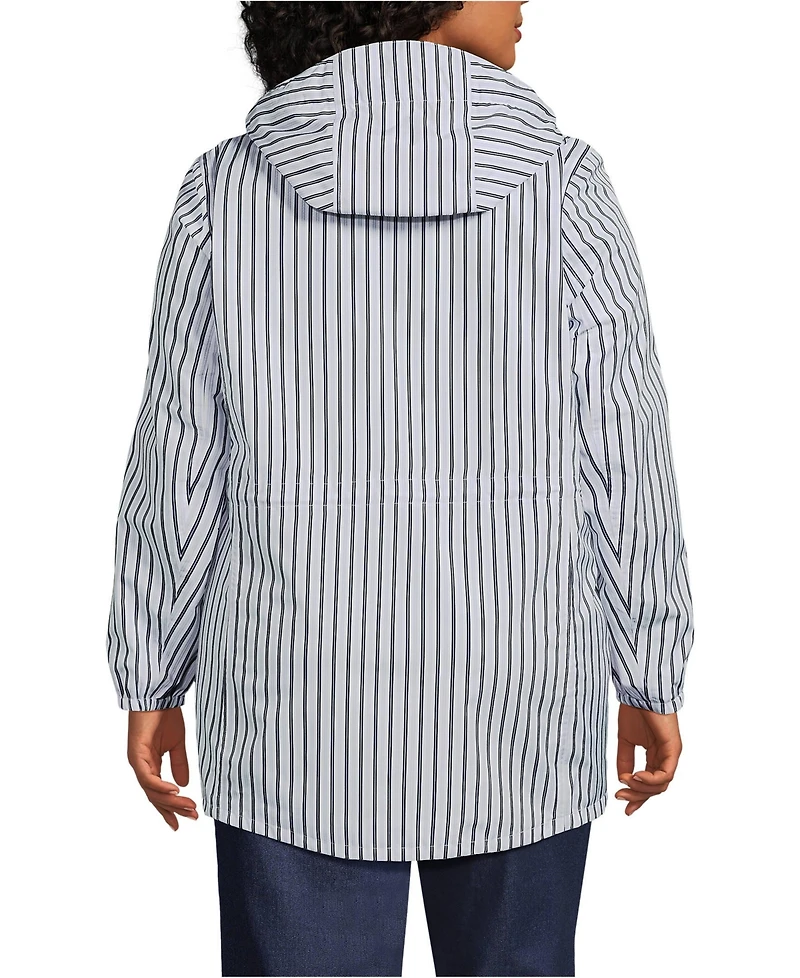 Lands' End Plus Print Waterproof Hooded Packable Raincoat