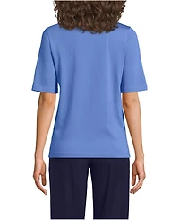Lands' End Women's Supima Jersey Half Sleeve Splitneck Shirt