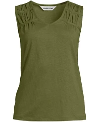 Lands' End Women's Linen Blend Smocked Flowy Tank