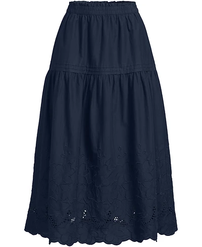 Lands' End Women's Voile Eyelet Maxi Skirt