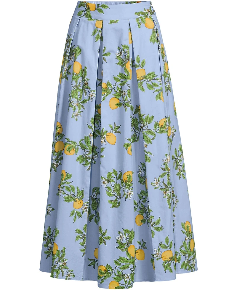 Lands' End Women's Poplin Godet Maxi Skirt - Set Bottom