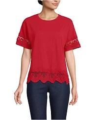 Lands' End Women's Short Sleeve Slub Jersey Cutwork T-Shirt