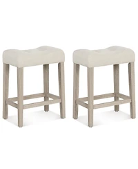 Gymax 24'' Bar Stools Set of 2 w/ Footrest Rubber Wood Frame for Kitchen Island