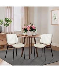 gaomon Mid-Century Modern Retro Pu Leather Dining Chairs Set with Bentwood Back and Sturdy Metal Legs