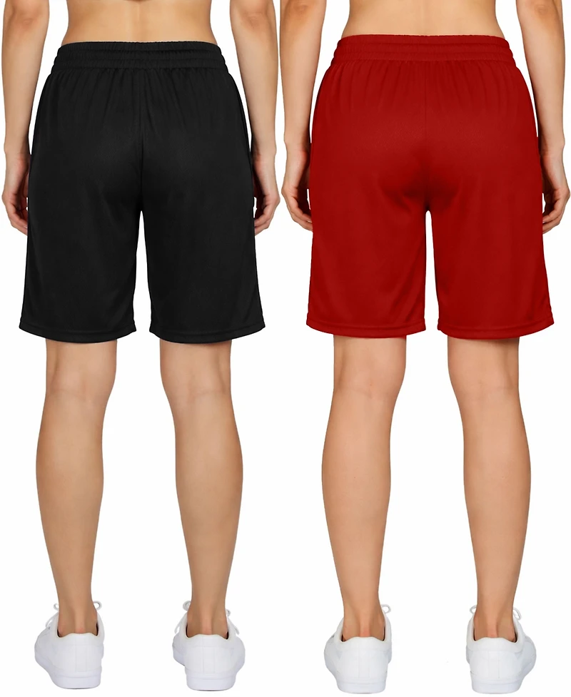 Galaxy By Harvic Women's Loose Fit Moisture Wicking Performance Mesh Shorts-2 Pack