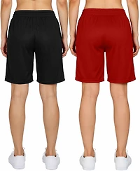 Galaxy By Harvic Women's Loose Fit Moisture Wicking Performance Mesh Shorts-2 Pack