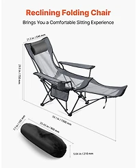 Gouun 4-Position Reclining Portable Folding Camping Chair with Headrest