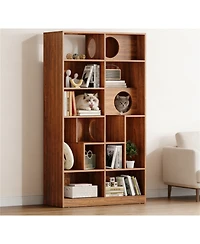 Zeus And Ruta Modern 2 1 Wood Cat Tree Bookshelf House With Storage Display Case Litter Box Enclosure