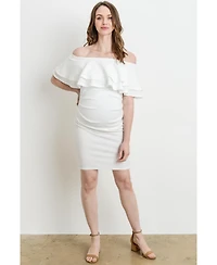 Hello Miz Maternity Off-the-Shoulder Bodycon Ruched Mini Dress