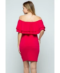 Hello Miz Maternity Off-the-Shoulder Bodycon Ruched Mini Dress