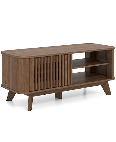 Slickblue Rectangular Coffee Table Storage Adjustable Shelves Walnut