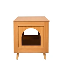 Aostirmotor Wooden Cat Litter Box Enclosure Furniture Hidden for 2 Cats, Indoor Litter Box Cabinet