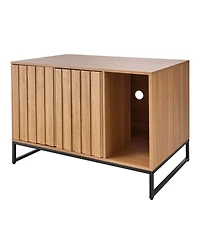 Aostirmotor 31.5" Hidden Cat Litter Box Enclosure Furniture with Scratch Pad and Storage, Waterproof End Table, Fits Most Litter Boxes