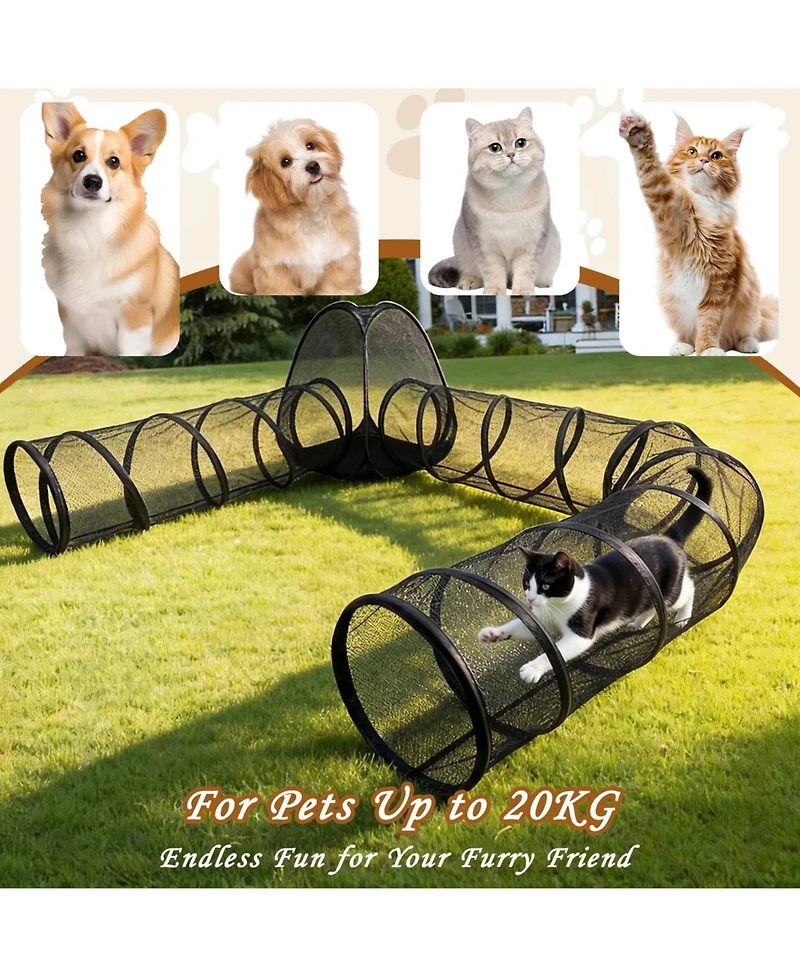 Zeus and Ruta Outdoor Cat Enclosure Portable Pet Tent Cage Free Playpen with Tunnel Playground for Cats Small Animals