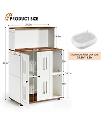 Zeus and Ruta Litter Box Enclosure for 2 Cats Hidden Cat Furniture Double Cabinet Side Table Wash Bathroom Storage