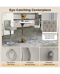 Gymax 4 Pcs Dutch Velvet Bar Stool w/ Footrest Electroplated Metal Base and Anti-Slip Ring