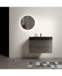 Sillysis Luxury Wall Mounted Bathroom Vanity with Sink, Modern Floating Double Drawer Storage, Matte Basin, Pre-assembled