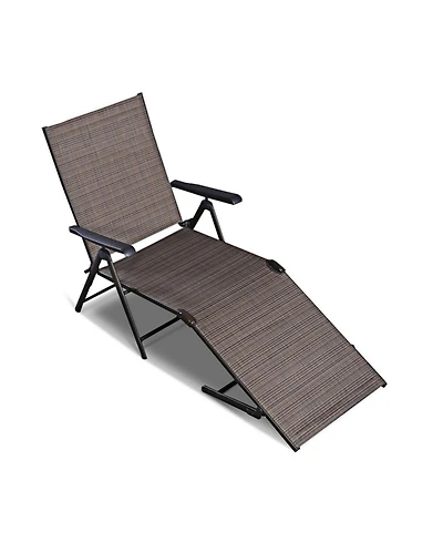 Gouun 5-Position Adjustable Patio Chaise Lounge with Stackable Folding Frame