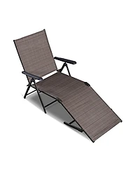 Gouun 5-Position Adjustable Patio Chaise Lounge with Stackable Folding Frame