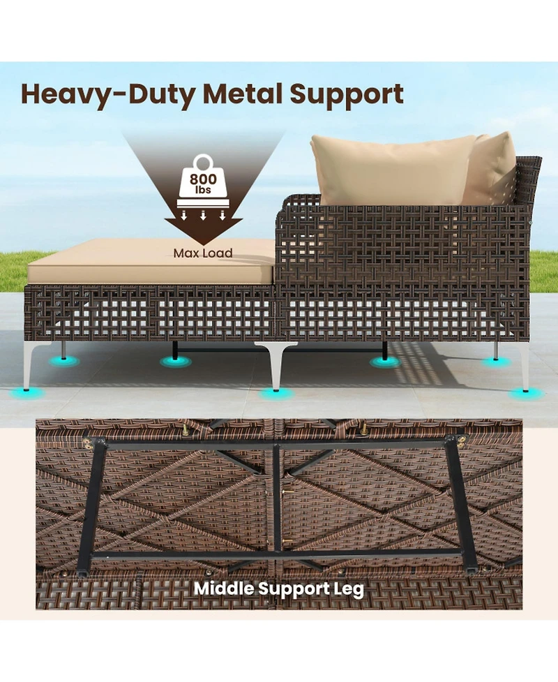 Gouun Outdoor Rattan Double Daybed with Cushions