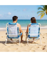 Gouun Folding Beach Lounge Chair Set of 2 with Padded Headrest, 5-Position
